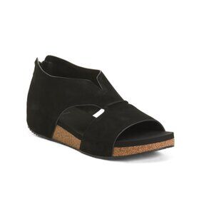 VOLATILE Black Suede Gainsbourg Wedges